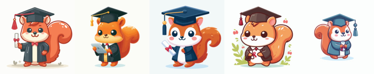 cute squirrel animal vector graduation