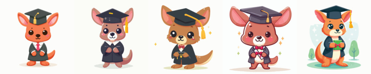 cute kangaroo vector in graduation costume