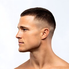Obraz premium Crew cut side view men's haircut men's haircut isolated