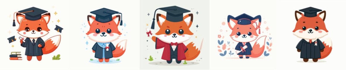 fox vector wearing graduation costume