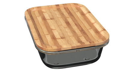 A rectangular glass container with a bamboo lid, ideal for food storage and meal prep.