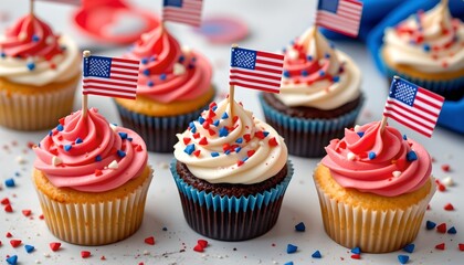 Celebratory cupcake decorating event usa food photography festive environment close-up view independence day theme