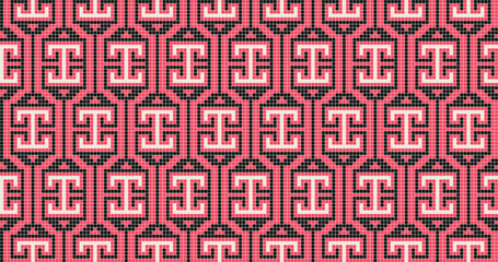Seamless vector pattern with traditional Mexican Teenek Huastek embroidery symbols