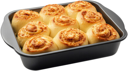 Savory sweet rolls baked to perfection in an oven pan, ready to be enjoyed as a delightful treat for any occasion