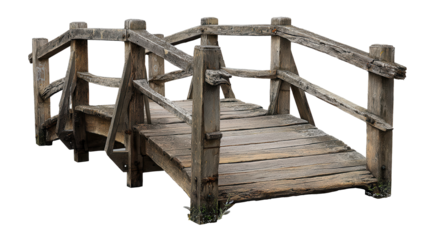 Old wooden bridge evokes nostalgia and tranquility in a serene environment with nature's embrace and timeless craftsmanship