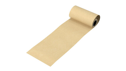 A roll of brown kraft paper, commonly used for wrapping, crafting, or as a protective surface in various projects.