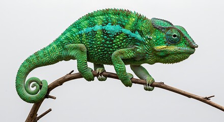 Obraz premium Green Chameleon on Branch Wildlife Reptile Photography