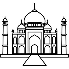 Taj Mahal line art vector