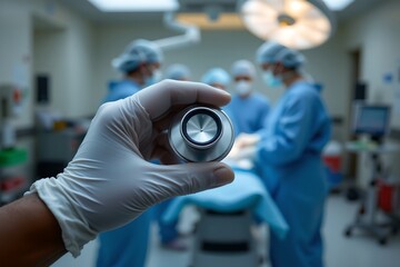 Surgical procedure for cardiac health hospital operating room medical imagery clinical environment close-up view healthcare innovation