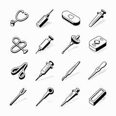 Vibrant colorful vector illustration featuring sixteen unique design elements