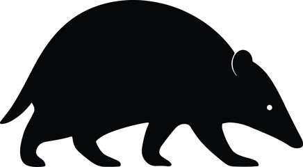 Silhouette anteater mammal wildlife animal walking isolated vector illustration