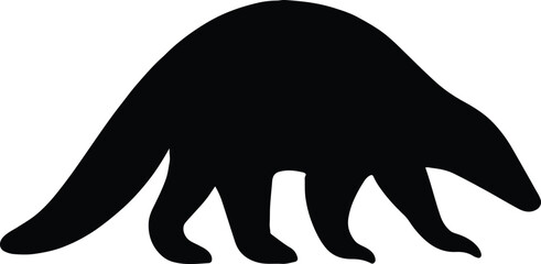 Silhouette anteater standing animal endangered mammal wildlife vector illustration