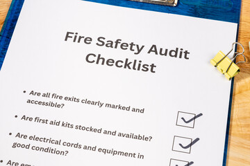Fire Prevention Inspection Checklist with Pen on Desk – Occupational Safety Compliance Scene