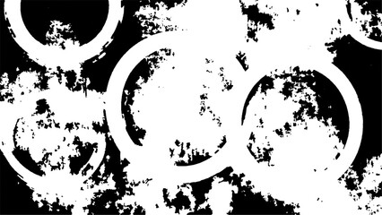Round geometric pattern grunge texture isolated on white background. Old geometric pattern in modern art design. Abstract black and white old grunge texture design, 