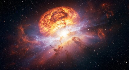 Obraz premium Spectacular Cosmic Event: A Massive Explosion Unleashing Energy in Deep Space