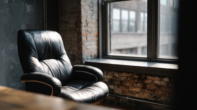 chair, office, loft, workspace, furniture, window, daylight, professional, corporate, business, ergonomic, interior, architecture, empty, productivity, comfort, executive, meeting, conference, creativ