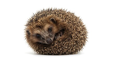 Hedgehog Curled Up Isolated on White Background