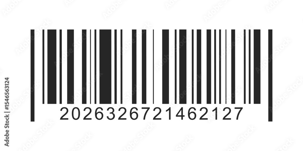 Poster barcode, bar code icon with numbers, simple fake barcode vector icon, universal tag for scanning pro