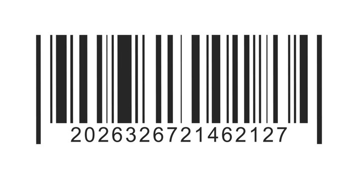 Barcode, bar code icon with numbers, simple fake barcode vector icon, universal tag for scanning product