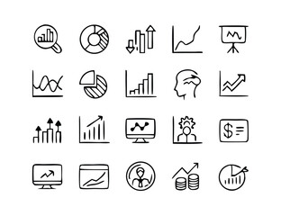 Finance and Economy icon set. Money and Finance Related Line Vector Icon Set. Editable Stroke. Banking, Loan, Money, Investment, Mortgage. Vector isolated flat vector illustration on white background.