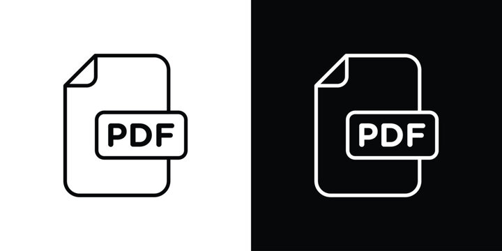 PDF file icon in black. flat graphic vector icon
