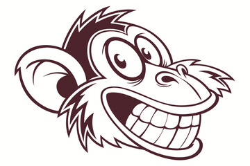 Cartoon monkey head with a massive grin and big eyes smiles broadly