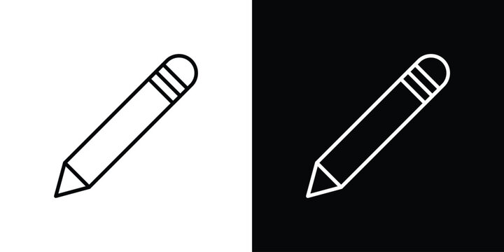 Pencil icon in black. flat graphic vector icon