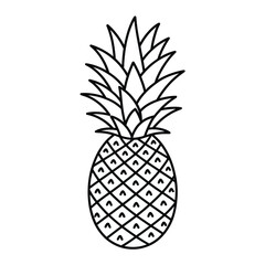 Obraz premium Simple Pineapple Outline Drawing for Coloring Books and Summer Designs
