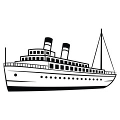 Obraz premium Vintage Steamship Outline Vector