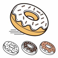   Glazed Doughnut Krispy Kreme  icon set  white background
