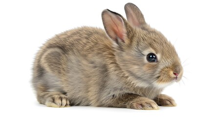 Obraz premium Adorable Brown Bunny Rabbit Resting Isolated on White Background Cute Pet