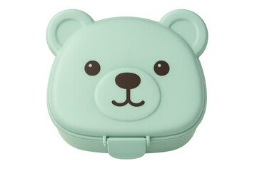 Cute bear-shaped lunch box isolated on transparent background