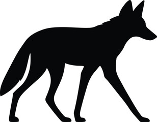 Silhouette coyote walking wild animal wildlife mammal black vector illustration