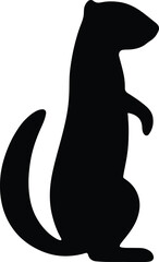 Silhouette cute ferret standing animal mammal vector illustration