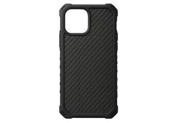 Naklejka premium Black carbon fiber phone case isolated on transparent background