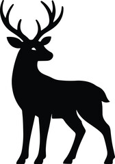Silhouette deer stag standing elegant pose vector illustration