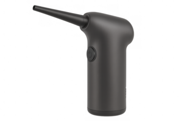 Electric air duster blowing dust away on transparent background