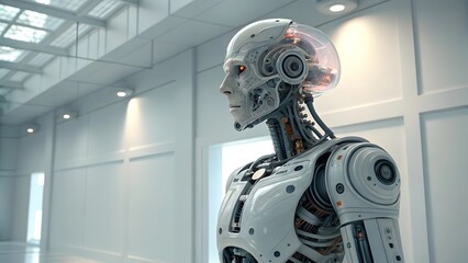 Blue screen robot cyborg