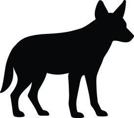 Silhouette dingo standing wild dog canine profile vector illustration