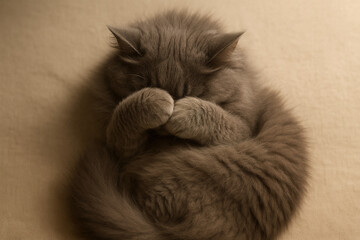 Fluffy Cat Hiding Face