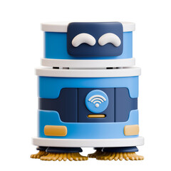 Creative 3D Rendering Of A Cute Smart Robotic Vacuum Cleaner Design