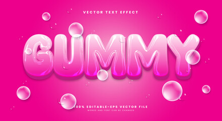 Gummy Chrome Style 3d editable text effect template Suitable for bubble theme