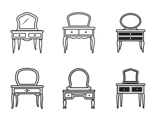 Fototapeta premium vanity table icon line art vector illustration