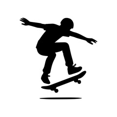 Obraz premium Vector art of a skateboarder performs a trick isolated on white background