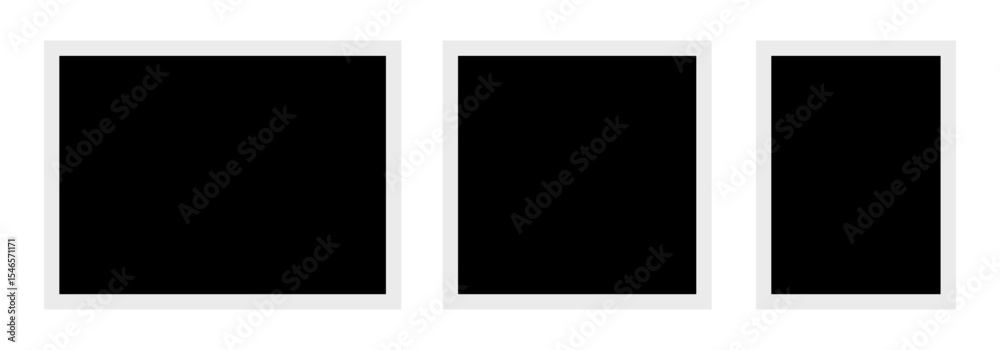 Poster Polaroid photo frames collection. Tree empty white photo frame mockups - stock vector