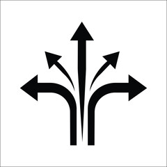 Dynamic Black Arrow Icon Showcasing Diverse Directional Options for Strategic Business Decisions, Navigation Interfaces, Creative Project Pathways, and Modern Design Concepts