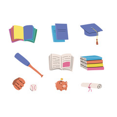 Essential school supplies and education themes for back to school design.