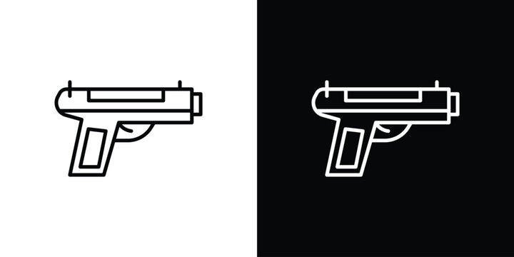 Pistol icon in black. flat graphic vector icon