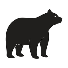  Standing Bear Silhouette with Rounded Ears and Thick Legs Vector on White Background.