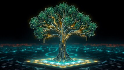 Digital Tree Of Life Conceptual Tech Artwork For Science Growth And Innovation Visuals